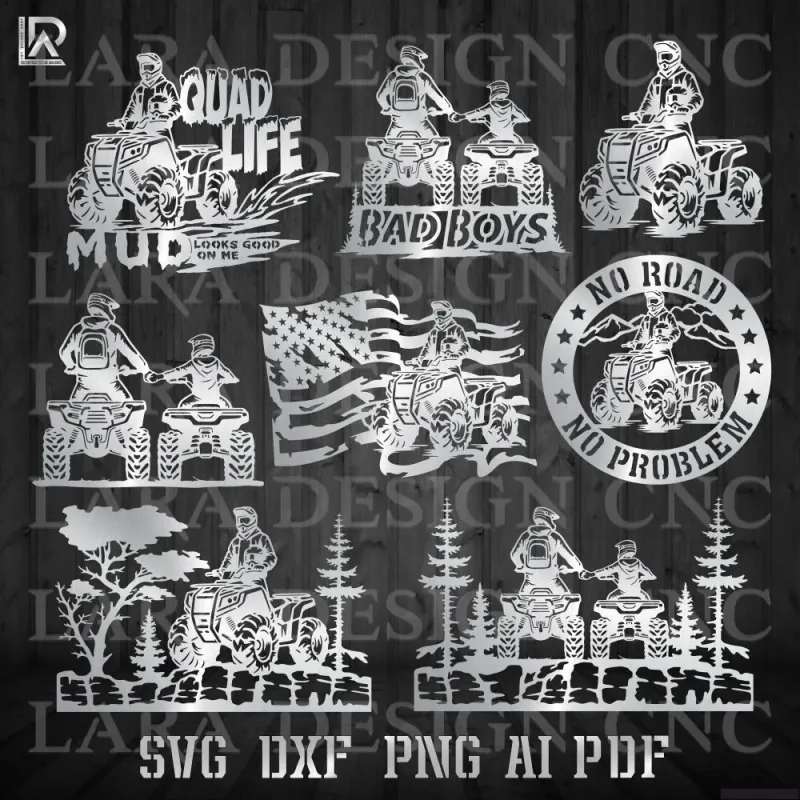 ATV QUAD BIKE BUNDLE - DXF - SVG - PDF - AI - CUT FILES Quad bike Dxf Svg files