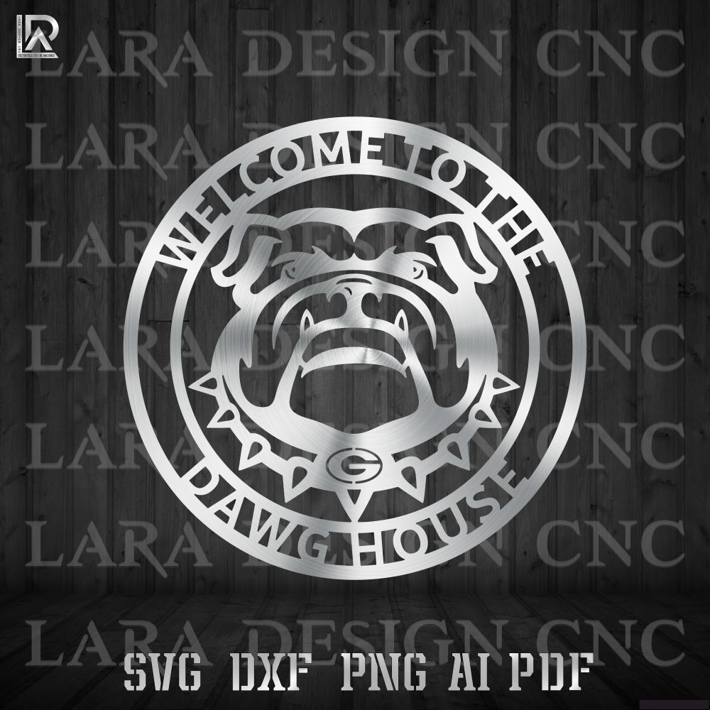  Welcome to the Dawg House bulldog round CNC plasma and laser cutting DXF SVG design