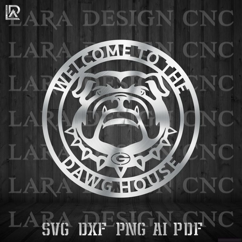  Welcome to the Dawg House bulldog round CNC plasma and laser cutting DXF SVG design