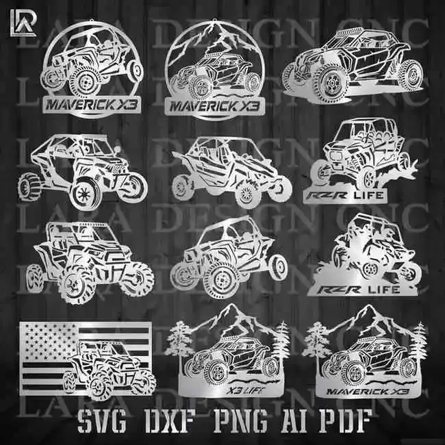 polaris rzr designs bundle dxf svg files for cnc plasma and laser cutting