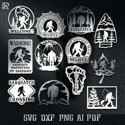 Bigfoot and Sasquatch CNC file bundle; collection of DXF and SVG vectors for metal plasma cutting and laser cutting projects