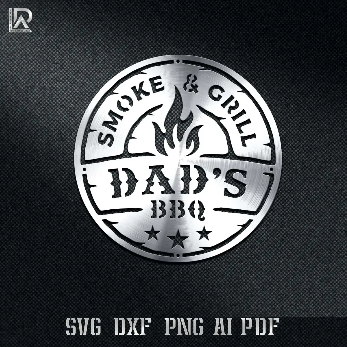 Dad's BBQ Smoke &amp; Grill CNC plasma laser cut metal art design. DXF SVG AI PDF files for garage decor. Personalized gift.