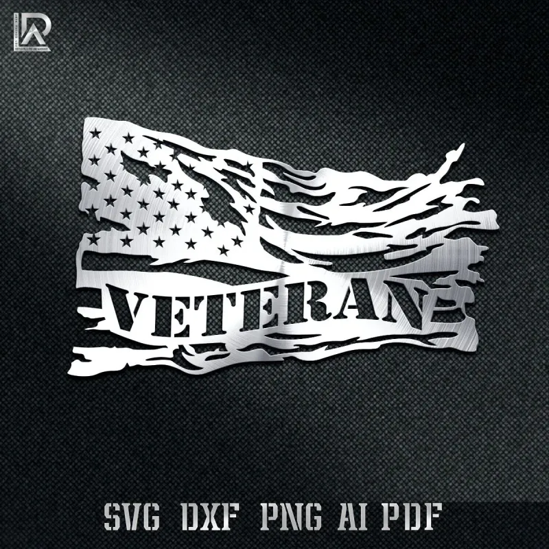 Veteran tattered american flag - Dxf - Svg - Pdf - Ai - Ready to cut Veteran tattered american flag - Dxf - Svg - Pdf - Ai - Ready to cut
