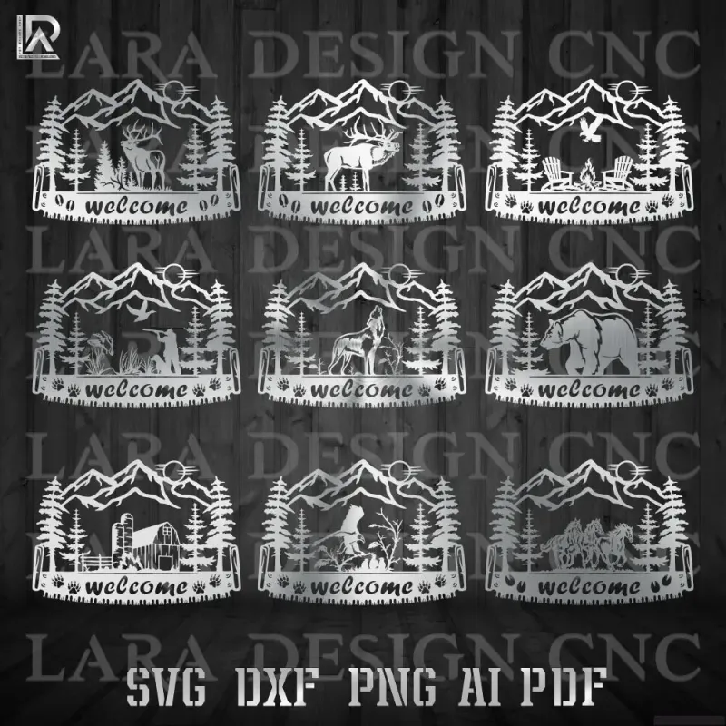 Digital download of 12 unique crosscut saw templates, optimized for laser cutting and plasma cutting, 