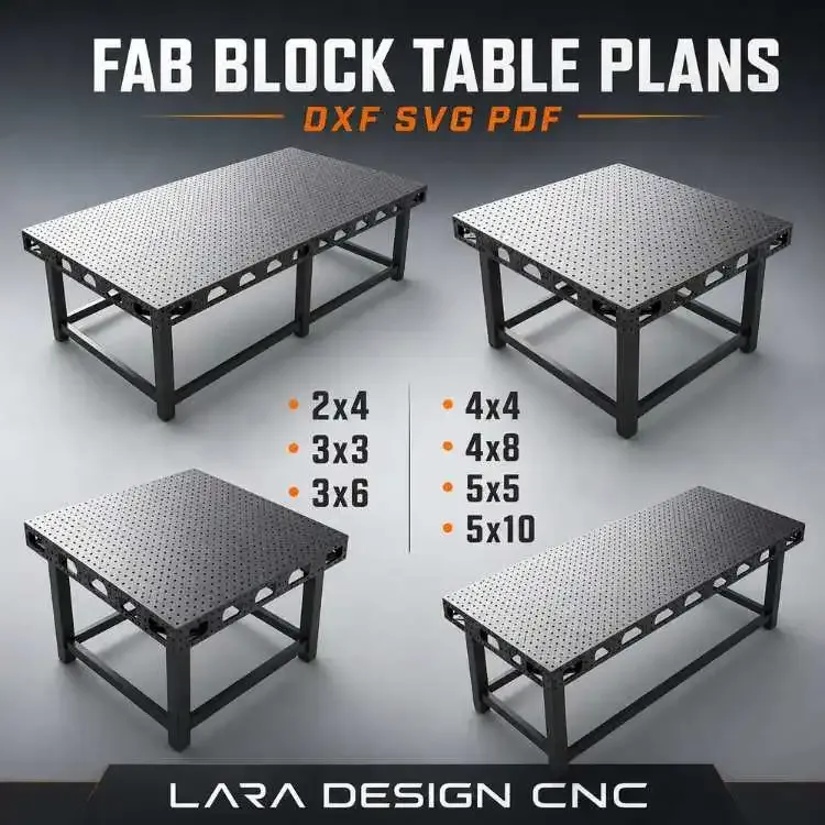 Fab Block Table Plans - CNC Plasma &amp; Laser Cut Ready DXF, SVG, PDF