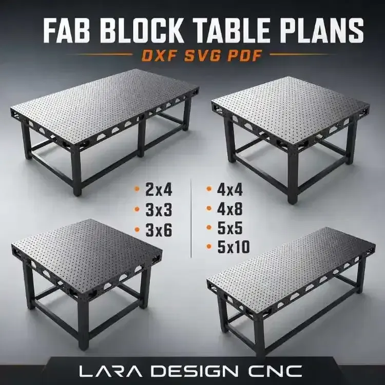 Fab Block Table Plans Bundle - CNC Plasma &amp; Laser Cut Ready (DXF, SVG, PDF)