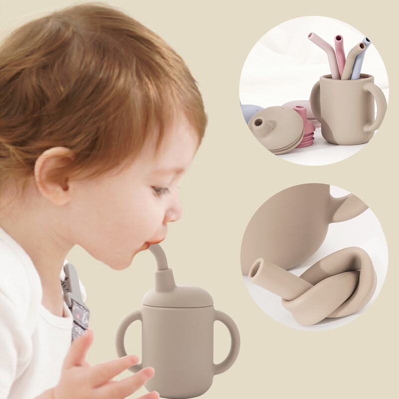 Foldable Children Customized Silicone Feeding Liquid Feed Straw Cup