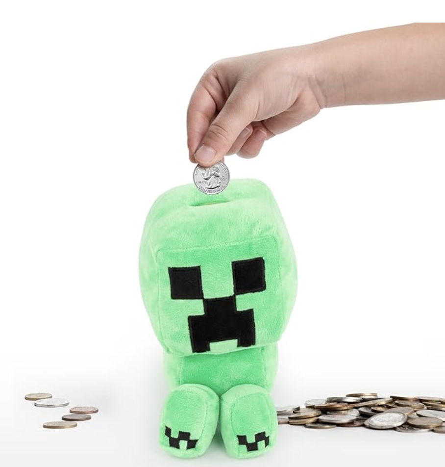 Minecraft Creeper Plush Coin Bank-Super Soft Kids Gamer Room Decor - Unbreakable
