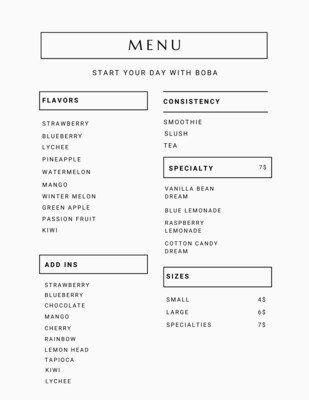 menu