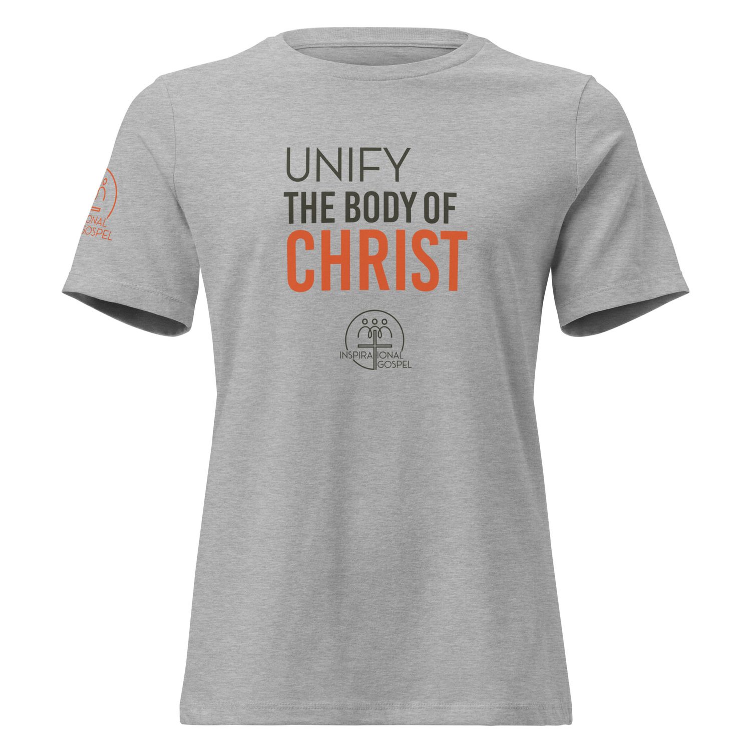 Unify the Body of Christ Women's Relaxed T-shirt, Front View, Color: Athletic Heather