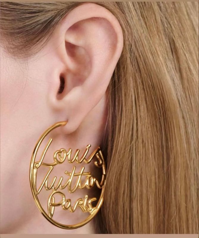 LV Luxe Script Hoops
