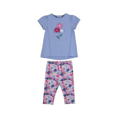 Mayoral 3757, Girl Purple and Pink Floral Leggings and T-shirt Set 8
