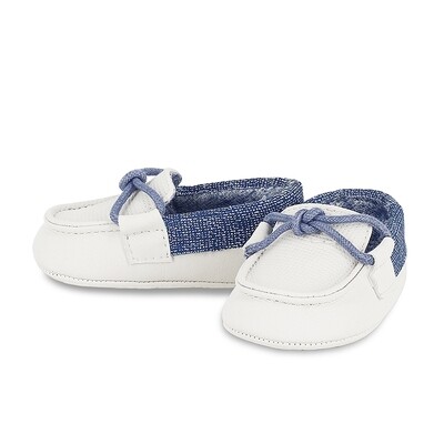 Mayoral 9506 White Baby Shoes With Blue Lace In The Front, Size: 16