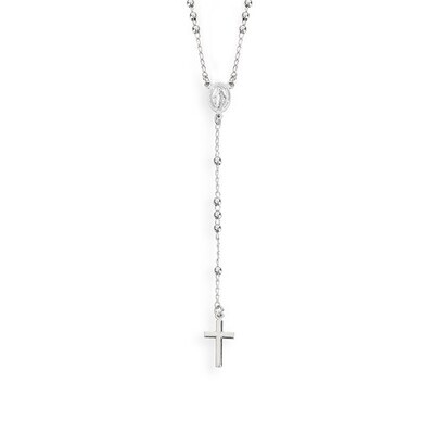 Amen CRO25B Women's Silver Classic Rosary Necklace - Rosary
