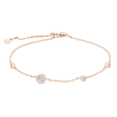Joanli Nor 845112-4 18KT Plated Rose Gold Bracelet with four White Crystals