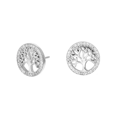 Joanli Nor 30451650900 CAIA Rhodium-Plated Silver CZ Tree Of Life Stud Earrings