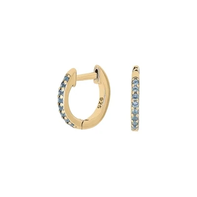 Joanli Nor 345286-3 18KT Plated Gold Earrings with Blue Rhinestones