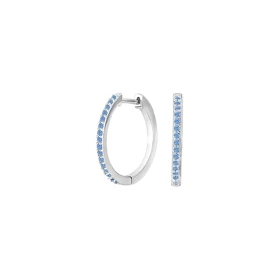 Joanli Nor 345332 Silver Hoop Earrings with Blue Rhinestones