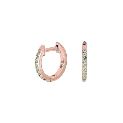 Joanli Nor 345289-4 18KT Plated Rose Gold Earrings with Green Rhinestones