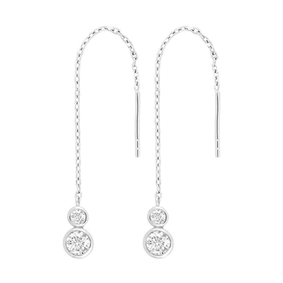 Joanli Nor 345325 Silver Long Dangle Earrings  with White Crystals