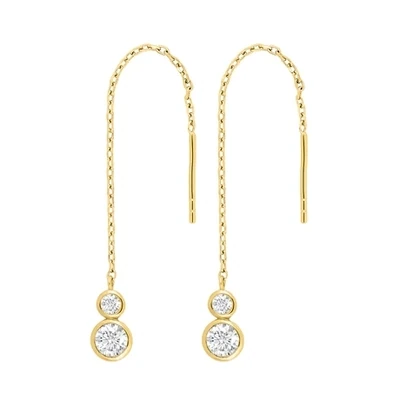 Joanli Nor 345325-3 18KT Plated Gold Long Dangle Earrings with White Crystals