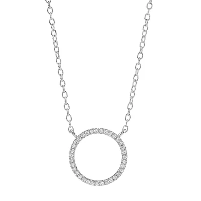 Joanli Nor 245005 Anna Silver Necklace with Circular Pendant with Rhinestones