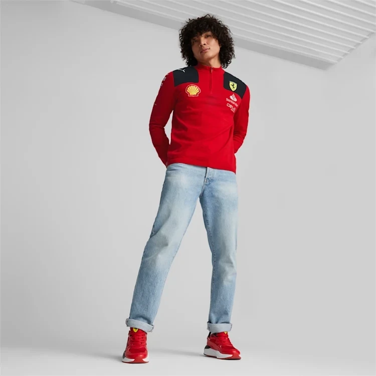 Puma 763414 01 Mens Red Ferrari SF Team HZ Knit Jacket