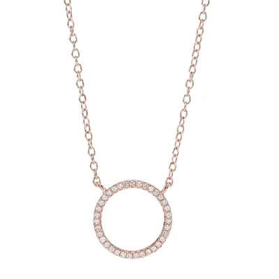 Joanli Nor 245005-4 18KT Plated Rose Gold Necklace with a Circular Rhinestone Pendant