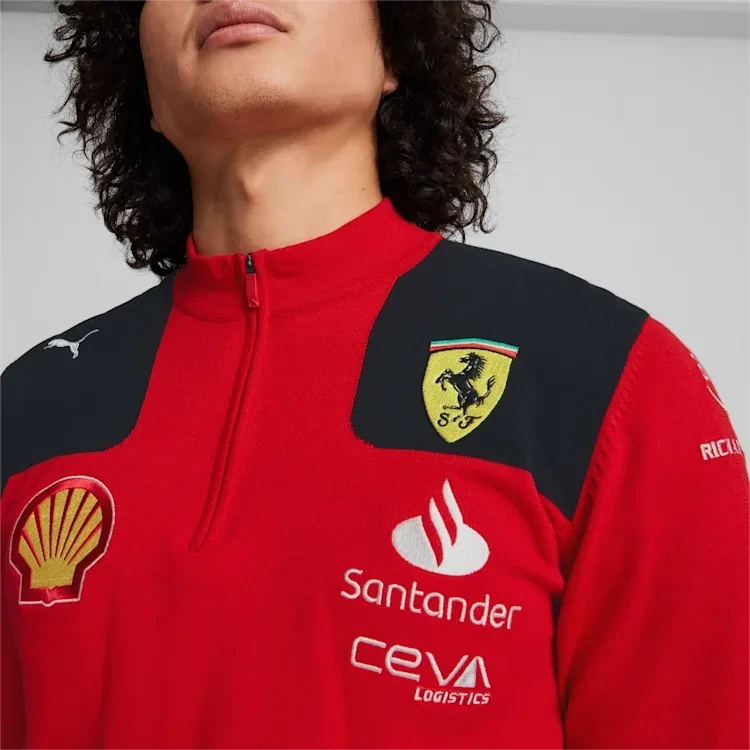 Puma 763414 01 Mens Red Ferrari SF Team HZ Knit Jacket