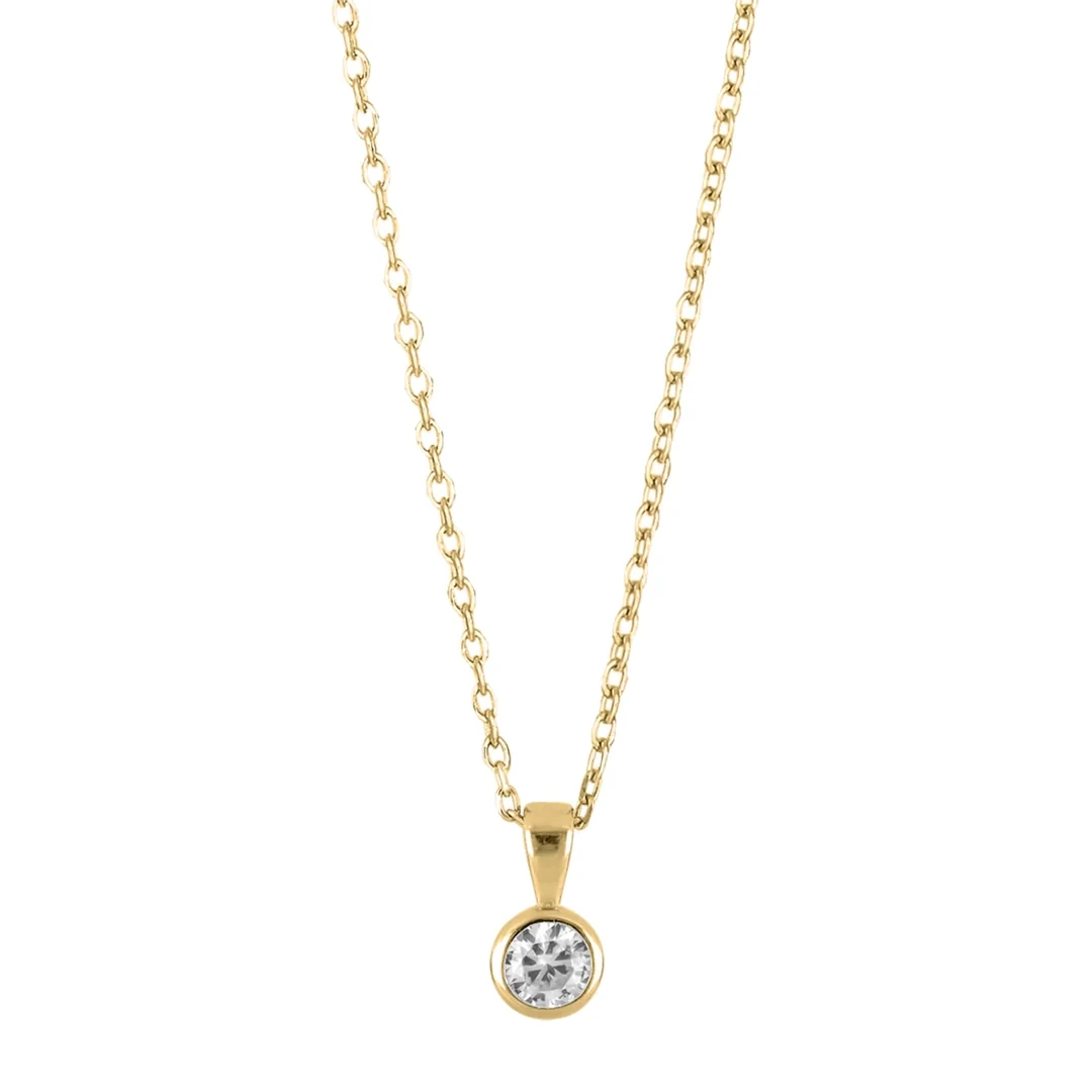 Joanli Nor 245174-3 18Kt Plated Gold Necklace with a White Crystal Pendant