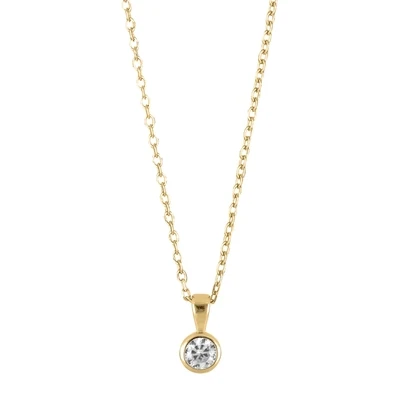 Joanli Nor 245174-3 18Kt Plated Gold Necklace with a White Crystal Pendant