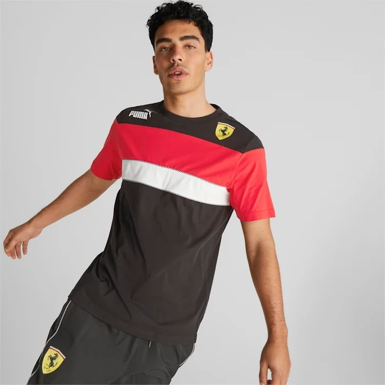 Puma 538159 01 Mens Black, Red, & White Ferrari Race SDS T-Shirt