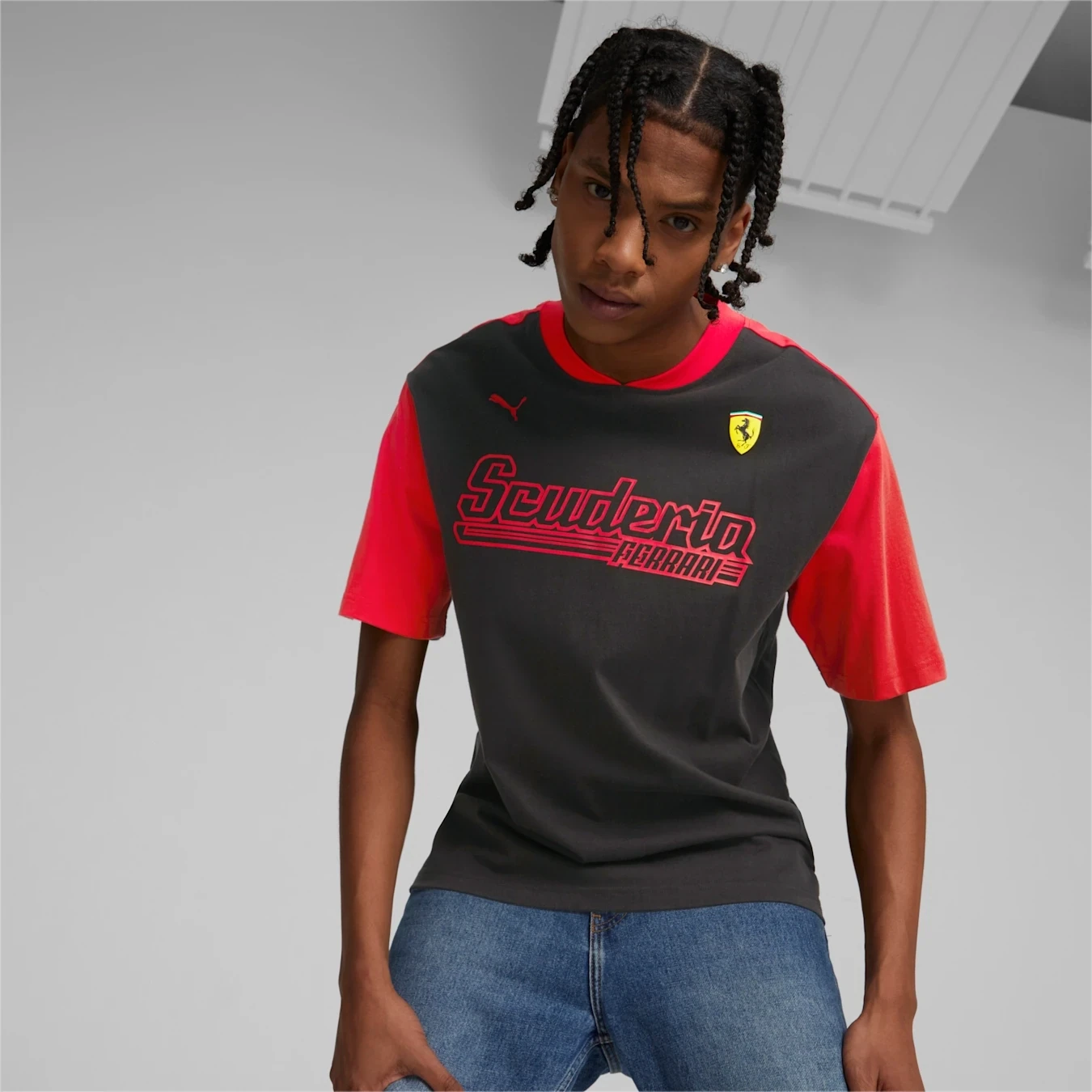Puma 538149 01 Mens Black & Red Ferrari Race Statement T-Shirt