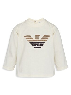 Armani 6LHTJ2 IJPZZ Baby Boy’s Long Sleeve T-Shirt w/ Eagle Logo Detail – Vanilla