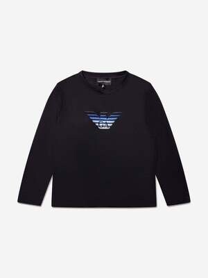 Armani 6LHTJ7 1JUVZ Baby Boy's Long Sleeve Eagle Logo T-Shirt – Navy