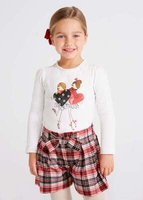 Mayoral 4025 Girl's LS Sequin Hearts T-Shirt/