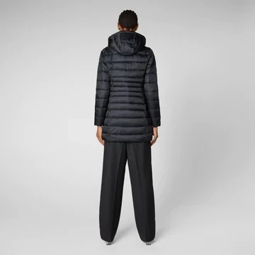 Save The Duck D47300W-IRIS15 Women's Long Reese Hooded Puffer Coat