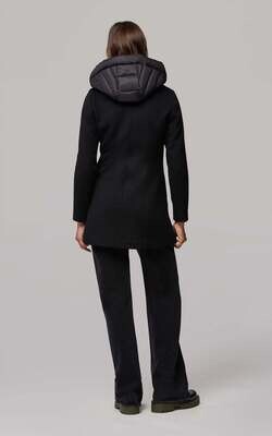 Soia & Kyo ALEXANDRA Women's Side Zipper Hooded Wool Coat /BLACK