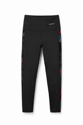 Desigual Women’s 23SWKK03/2000 Black Activewear Leggings Rainbow Tie-Dye Side Stripe
