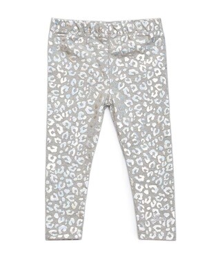 Guess K2YB03K6YW0-P2C1, Girl's Grey and Silver Cheetah Print Leggings