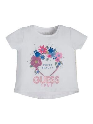 Guess K3RI20K6YW0 Girl’s Short Sleeve Sweet Beauty T-Shirt – Pure White