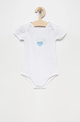 Guess Baby Girl A2GG01K6YW1 Baby Blue Striped Jumpsuit Romper & White T-Shirt