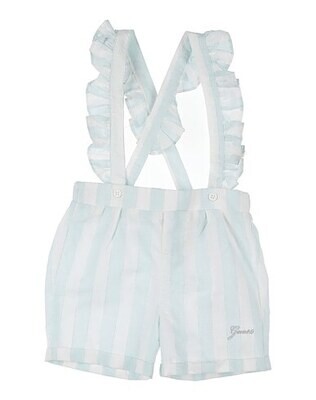 Guess Baby Girl A2GG01K6YW1 Baby Blue Striped Jumpsuit Romper & White T-Shirt