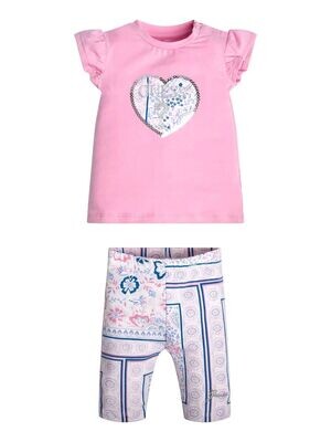 Guess A3GG05K6YW3 Baby Girl's Pink Short Sleeve T-Shirt & Short Set
