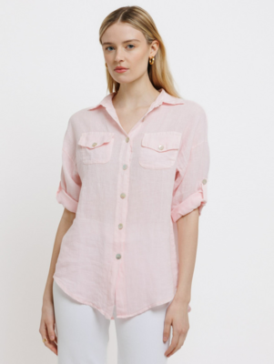 Pistache R0006 Petal Pink Linen ButtonUp Shirt