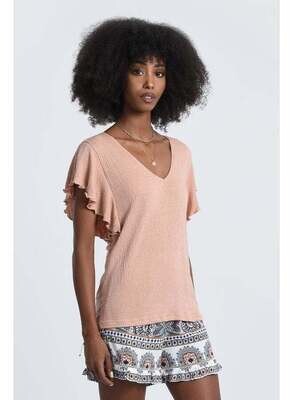 Molly Bracken E1615BE23 Short Sleeve V neck Knitted tee