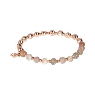 Bronzallure WSBZ01431 18KT Golden Rose Plated Nugget Stretch Bracelet/