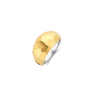 Ti Sento 12200SY/56 Ring Gold Chunky Hammered Design