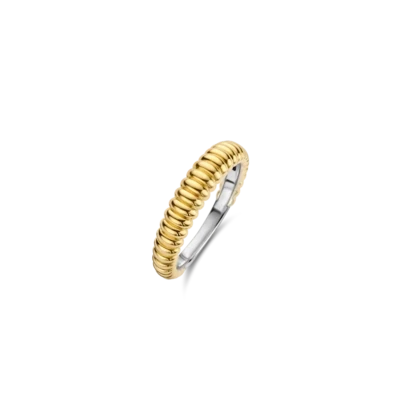 Ti Sento 12218SY Gold Ring Ribbed Texture Band