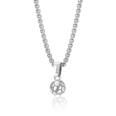 Italgem SP88 Men's S. Steel Soccer Ball Pendant Necklace